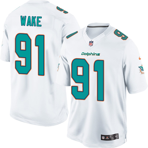 Men's Limited Cameron Wake Nike Jersey White Road - #91 NFL Miami Dolphins